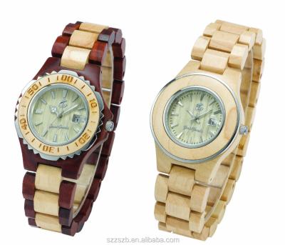 China Bewell Day/Date Natural Wood Watch Pairs Best Couples Watches for sale