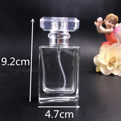 China Personal Care Square 30ml Fancy Glass Perfume Bottle With Pump Sprayer for sale