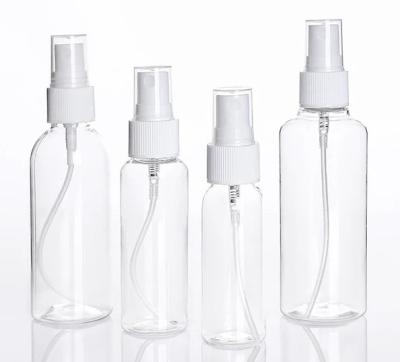 China 10 20 30 50 60 100ml Cosmetic Plastic Spray Bottle Pet Spout Bottle for sale