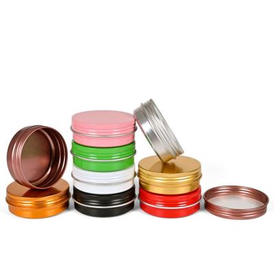 China Colorful 15ml 30ml 100ml Tea Screw Cap Metal Tin Jars Black 50g Aluminum Jars For Cream for sale