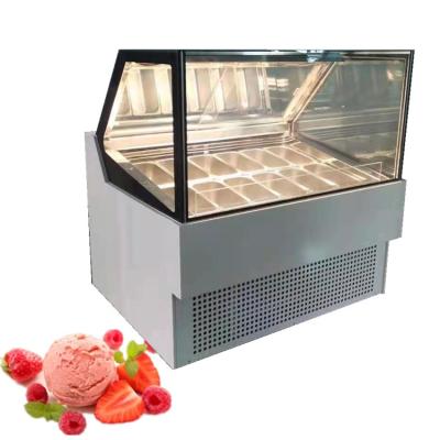 China Single-temperature New Design Ice Cream Display Freezer / Luxury Right Angle Gelato Showcase for sale