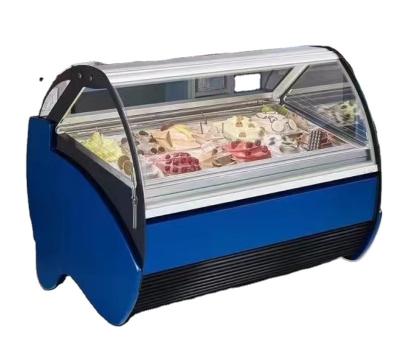 China 2022 Single-temperature Single-temperature Door Freezer Fridge Ice Cream Display Freezer Commercial Curved Glass Fridge Freezer for sale