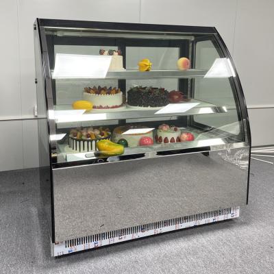 China Single-temperature New Design Luxury Curved Glass Cake Showcase Display Freezer for sale