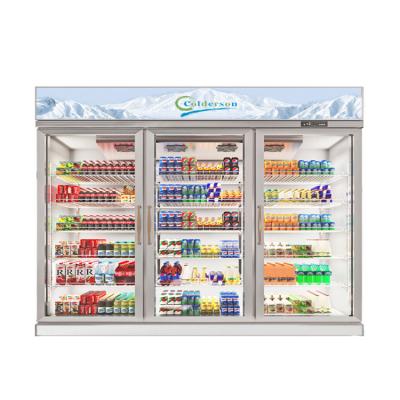 China Single-Temperature Commercial 3 Doors Upright Display Refrigerated Display Cooler For Beverage for sale