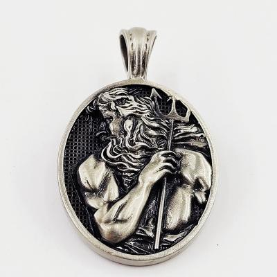 China Hiphop Poseidon Neptune Pendant Titanium Steel Necklace for Men Europe and America Norse Vintage Myth Accessories for sale