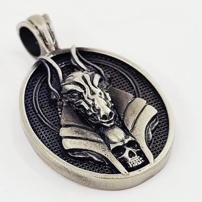 China Insit of Hiphop European and American Skull Anubis God Necklace Hip Hop Men's Retro Pendant Wrap Simple Accessories Wholesale for sale