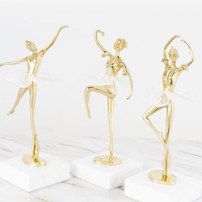 China Decoration Copper Crystal Crafts Home Decoration Luxury Gift Giving Dance Ballet for sale