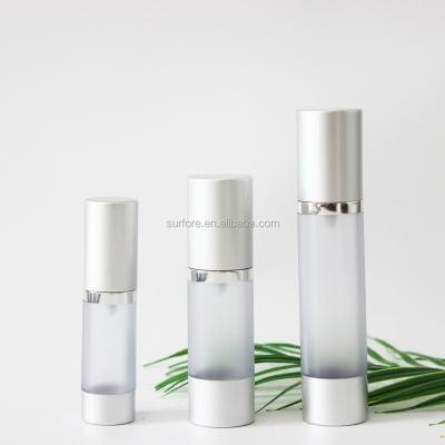 China SKIN CARE Silver Frosted Acrylic Pump Bottle Airless Pump Bottle 50ml 30ml 15ml for sale