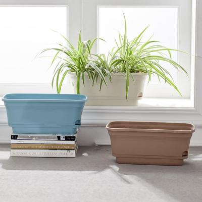 China Modern white saucer tray flower pot plant rectangle BRICE planters plastic plant pot for sale