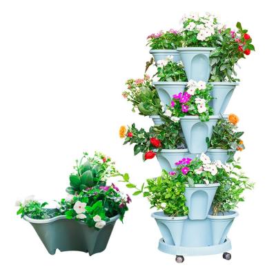 China Self Watering Pot 5 Row Hydroponic Tower Planter Vertical Stackable Planter Gardening Vertical Garden For Growing Herbs Flowers Strawberries Vegetables for sale