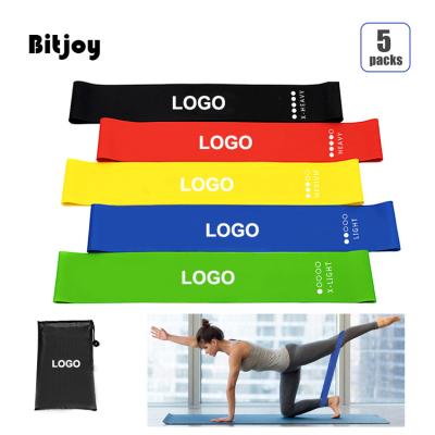 China Non-Slip Resistance Bands Bitjoy Custom Printed Elastic Latex Band Exercise Resistance Bands For Yoga for sale