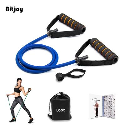 China Resistance Bands Custom Printed Non-Slip Long Bulk Pullups Exercise Latex Bands Hip Ankle Tube Resistance Band With Handles for sale