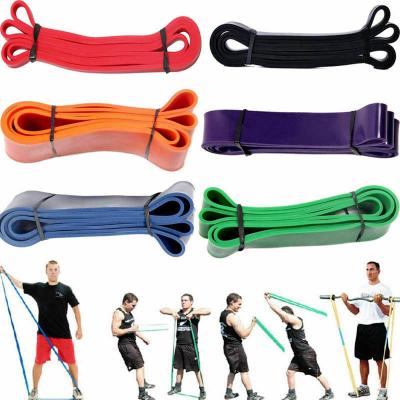 China Non-Slip Resistance Bands Women Strength Training Gym Fitness Exercise Bands Loop Material Gray Long Band Elastic Band For Pilates for sale