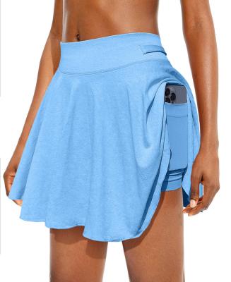 China Women Breathable Solid Color Cycling With Short Pocket Sports Skirt Fitness Yoga for sale