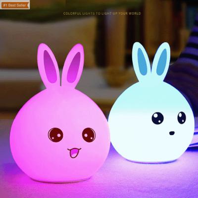 China Minimalist Led Duck Night Light Rabbit Touch Sensor Lamp Silicone Lamp For Children Kids Gift Cartoon Bedside Ghost Decorative Night Light for sale