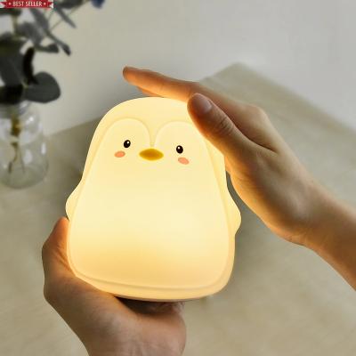 China USB Night Kids Penguin Color Animal Led Color Silicone LED Soft Bending Light Smart Portable Silicone Sensor Control Room Light Decor for sale