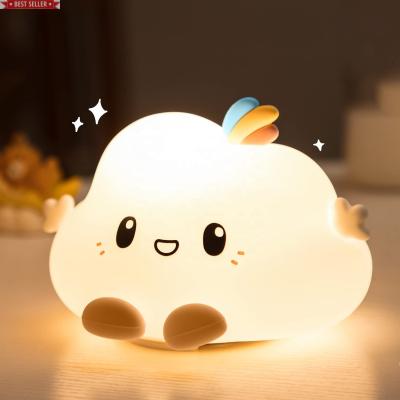 China Smart Light Sensor Control Birthday Gift Room Decoration Night Light With Soft Touch Sensor Nursery Lamp Bedside Light For Kids Cloud Silicone Lamp for sale