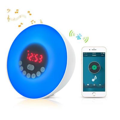 China Sunrise Alarm Clock Bluetooth Radio Speaker with FM Radio Multiple Nature Sounds Touch Control Sunset Simulation for sale