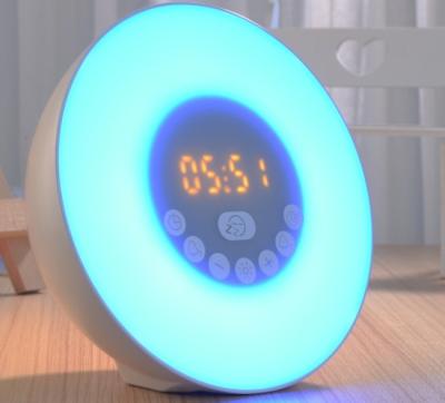 China SmartSleep Radio Wake Up Light Alarm Clock FM Radio Color Sunrise Simulation Sunset Night Light Bluetooth Speaker Wake Up Light for sale