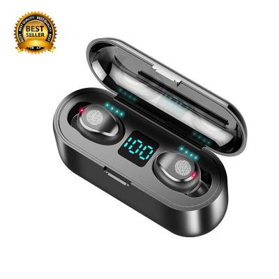 China Waterproof Led Logo Display Custom Earbuds F9 Bluetooth Earpiec Wireless Power Bank Sports Earphone LED Touch Battery for sale