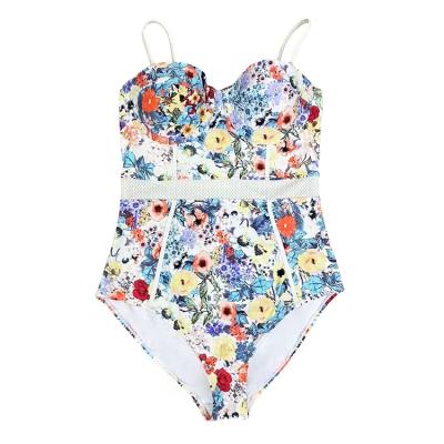 China Breathable OEM Customized Underwire Classy Floral Womens One Piece Push Up Swimwear for sale