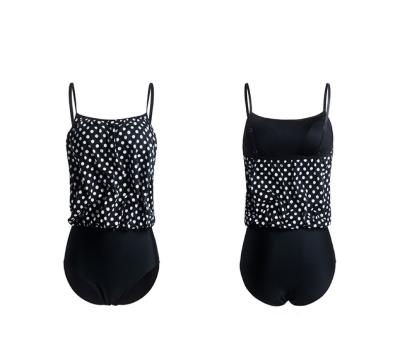 China High Quality Plus Size Dots Pleating Popcorn Textured Plus Size Women Ladies Tankini Swimwear Sports Diet One Piece Beachwear for sale