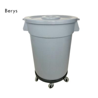 China Commercial Heavy Duty 168 Liter / 44 Gallon Round Waste Bin Sustainable With Dolly Wheels Wastebasket for sale