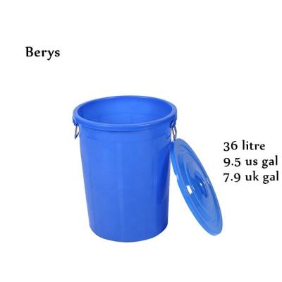 China Sustainable 30l 36 Liter Pint Gallon Food Grade Round Plastic PP PE Water Bucket Bucket Barrel With Lid Handle for sale