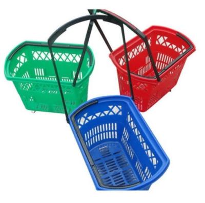 China 1)Supermarket 2)stores China shopping basket plastic portable shopping basket with wheels for sale for sale