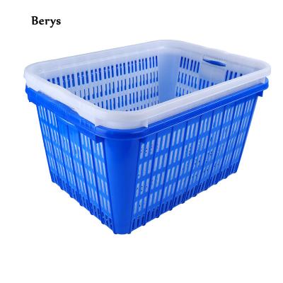 China Sustainable Large White Rectangular Square Nested Fruit Vegetable Clothes Plastic Basket Container for sale