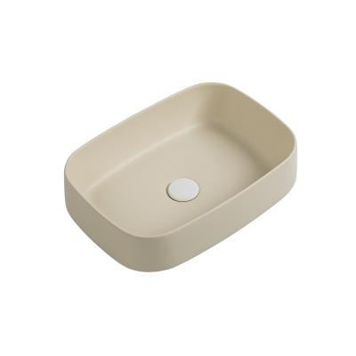 China Modern European Square Bathroom Countertops China Style Khaki Color Matte Hand Wash Basin Sinks for sale