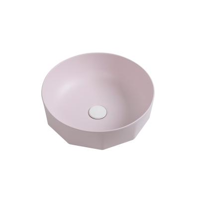 China Matte Pink Sink Hair Salon Basin Ceramic Bathroom Sink Modern Pupular New Design for sale