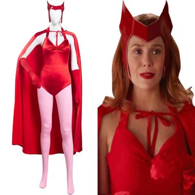 China Wanda Vision Scarlet Witch Wanda Maximoff Cosplay Inflatable Jumpsuit Equipments Cape Halloween Carnival Costume for sale