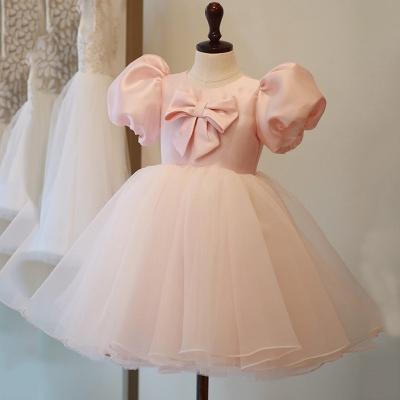 China Breathable Big Bow Kids Wedding Dress For Girl Children Costume Elegant Princess Tutu Clothes Dresses Vestido Girls Formal Dress for sale