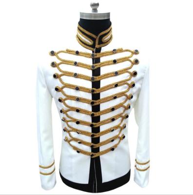 China Breathable Mens Vintage Victorian Jackets Fashion Suit Jacket Military Black White Blazer Single Breasted Drama Stage Costume for sale