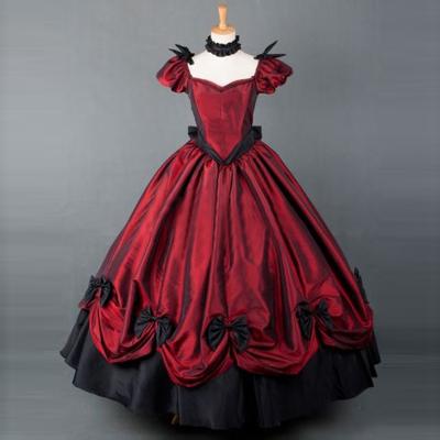 China Breathable Southern Western Renaissance Masquerade Belle Victorian Wine Red Wild Dress Theater Costume Halloween Gothic Victorian Dress for sale