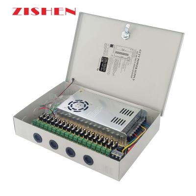 China Aluminum Case AC 110V/220V In DC 24V 15A LED 18CH Power Supply CCTV 24V Distribution Box for sale