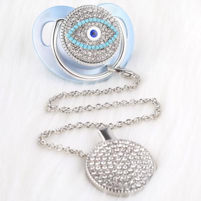 China Best BPA Free Selling Luxury Bling Evil Eye Sublimation Pacifier Custom Personalized Bling Baby Pacifier For Babies for sale