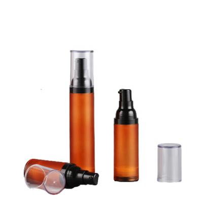 China 15/30/50ml Eco-friendly Airless Lotion Pump Bottle Frosted Liquid Airless Skin Care Brown Spray Pump Vacuum Plastic Airless Container bottle for sale