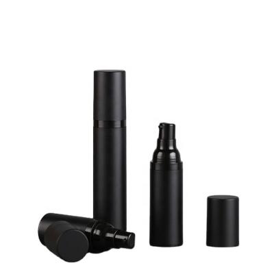 China Thick Cosmetic Liquid Spray Pack (lotion) Airless Bottle 15ml 30ml 50ml Matte Black Airless Pump Bottle Frosted Plastic Lotion Pump Vacuum Container for sale