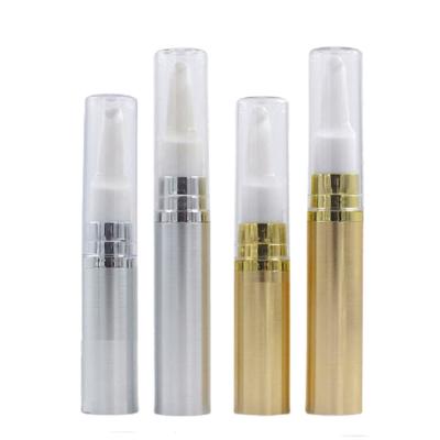 China Vacuum Pump With Massage Head 5ML 10ML Empty Eye Cream Serum Skin Care Packaging Luxury Massage Vacuum Pump AS Plastic Gold Silver Airless Refillable Bottles for sale