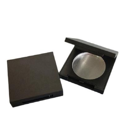 China Handmade Matte Black Single High Pigment Powder Compact Eyeshadow Palette Lipstick Makeup Box 36.5mm Blush Case With Mirror for sale