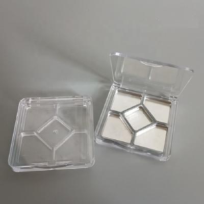 China Handmade Transparent Empty Eyeshadow Palette Makeup Blusher Lipstick Eyeshadow Dye Palette Square Packaging 5 Holes Eyeshadow Compact Case for sale