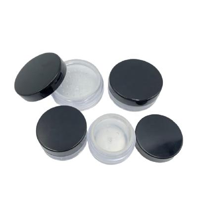 China 5g 10g 20g 30g Recyclable Empty Loose Powder Jar With Sieve Black Lid Skin Cream Jars Cosmetic Blush Highlighter Bar Loose Powder Containers for sale