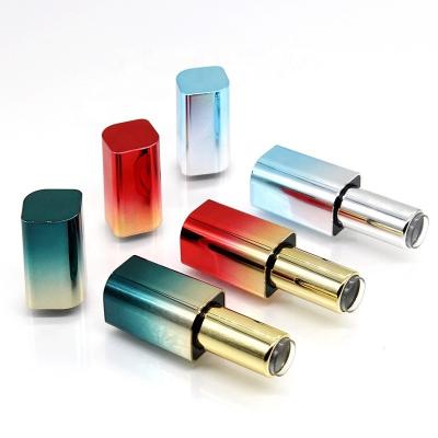 China Fashionable square gradient lipstick magnet lipstick red blue green makeup container packaging luxury empty plastic lip balm lipstick tubes for sale