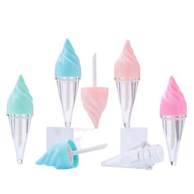 China Fashionable cute 5ML lip gloss lip gloss wand blue cosmetic packaging tubes ice cream container tubes children shape lip gloss tube pink cute for sale