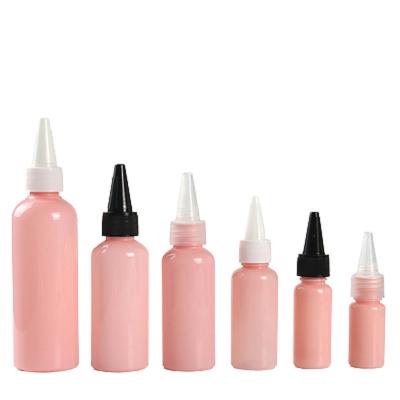 China 10ML 20ML 30ML 50ml 100ML Cosmetic Bottle 10ML 20ML 30ML 50ml 100ML White Black Transparent Plastic Pink Cover PET Cosmetic Bottle Tip Lid Tattoo Dye Dispenser for sale