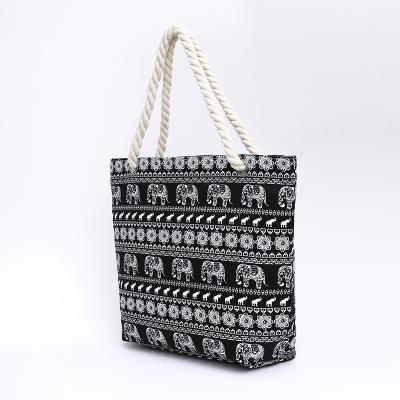 China 2018 Women Canvas Bohemian Elephant Beach Bag Tote Shoulder Bags Custom Star Joint Handbag for sale