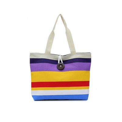 China Join Rainbow Stripe Canvas Bohemia Beach Bag Tote Shoulder Bags Custom Star Handbag for sale