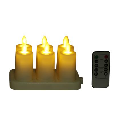 China Flameless Flickering Rechargeable Remote Control Led Tea Lights Votive Candle Set With Timer Electric Fake Flameless Candle for sale